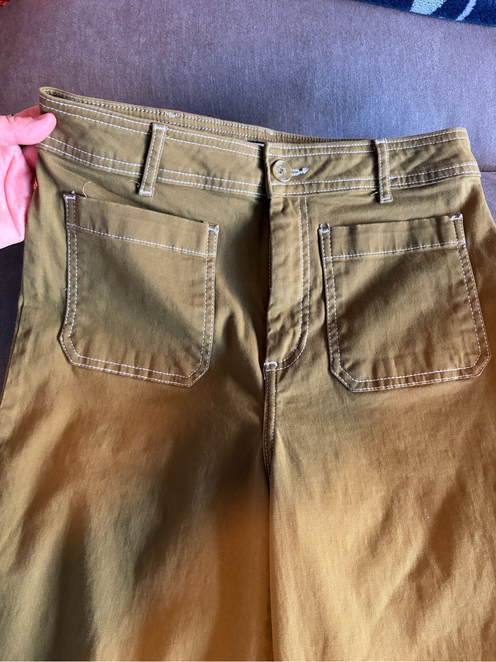 Bagatelle Olive-Mustard High-Rise Wide Leg Pants - Picture 2 of 5
